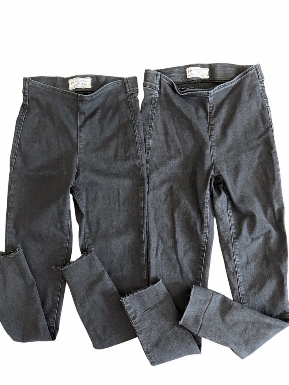 Free People Lot of Two Black Denim Skinny Jeans Pull On Jeans Size 24 and 25
